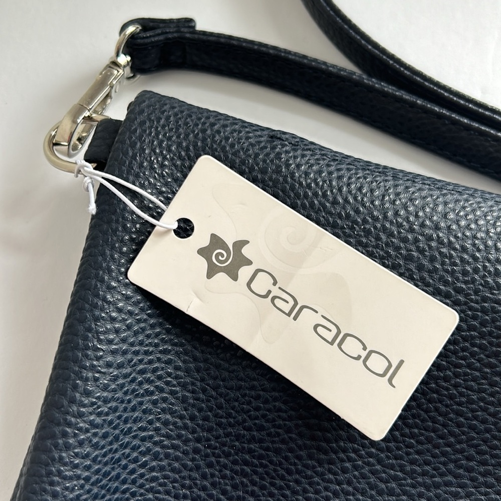 NWT Caracol Tote Bag in Navy Faux Pebbled Leather - Picture 3 of 8